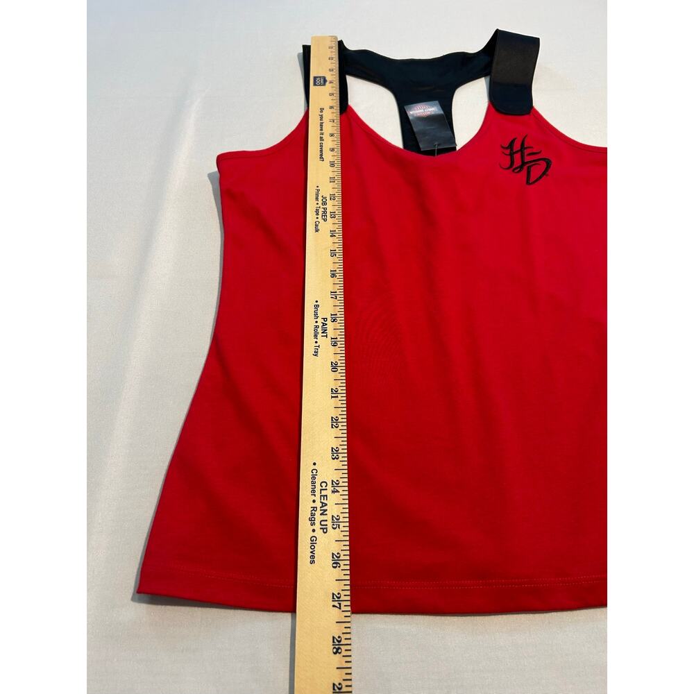 Harley Davidson Deep V-Neck Satin Racerback Tank Top Red & Black Large NWT - Picture 3 of 9